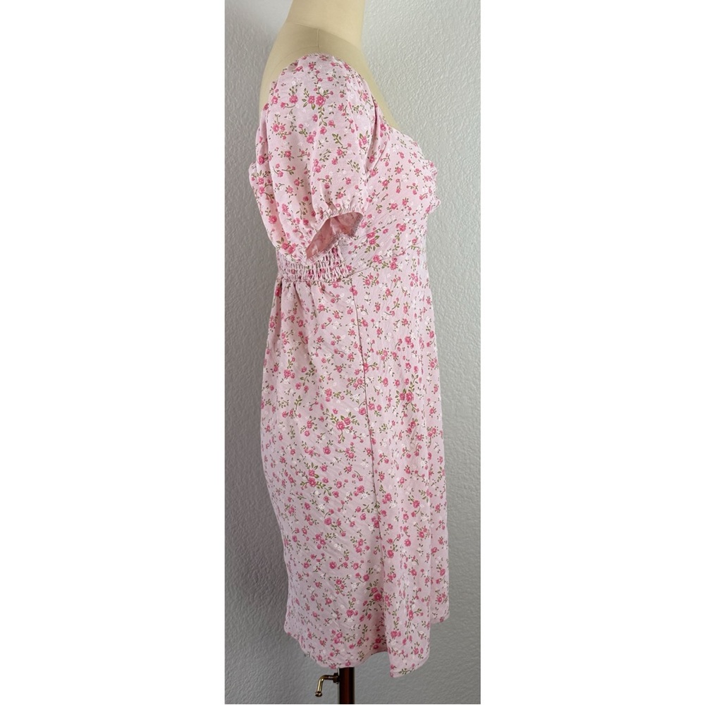 NWT No Boundaries babydoll floral puff sleeve mini dress pink cottagecore Medium - Picture 5 of 13